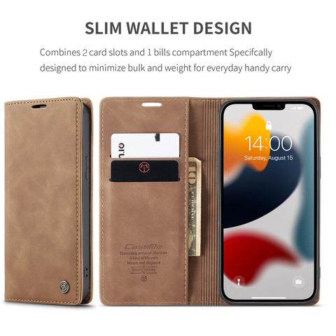 iPhone 14 Pro Wallet Case Leather Classic Luxury Cover