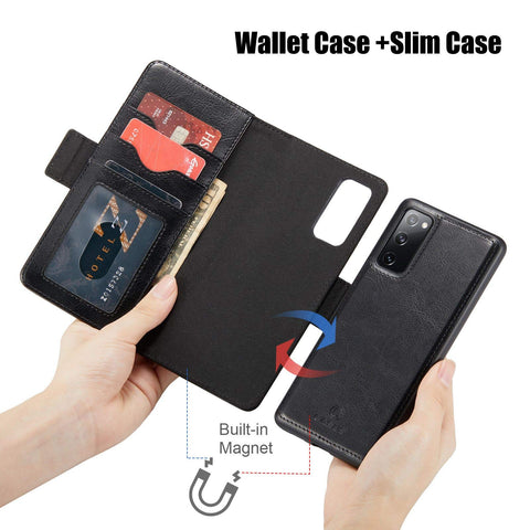 MOHEYO 2-in-1 Wallet Case Compatible with Samsung Galaxy A72 5G Vegan Leather PU Magnetic Detachable Removable Card Case Flip Cover