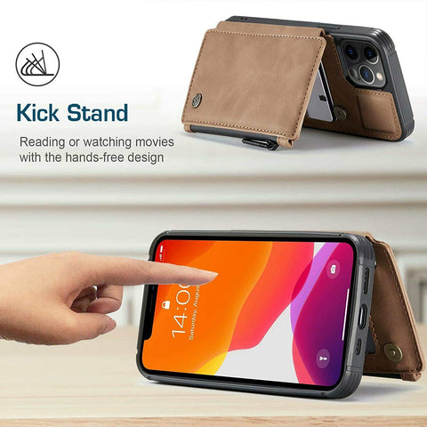 Leather Wallet with Zipper Magnetic Flip Cover Card Holder Case for iPhone 11