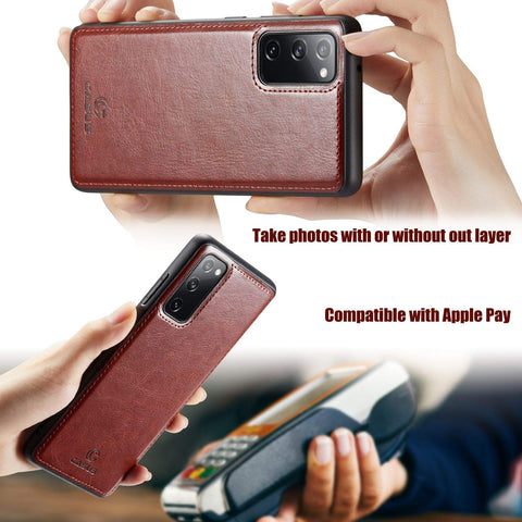 MOHEYO 2-in-1 Wallet Case Compatible with Samsung Galaxy A72 5G Vegan Leather PU Magnetic Detachable Removable Card Case Flip Cover