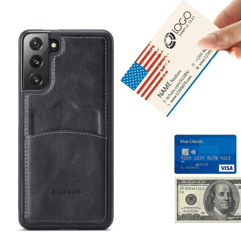 MOHEYO Compatible with Samsung Galaxy S21 Back Wallet Card Holder Slot Case with Side Grip PU Leather Slim Thin Cover